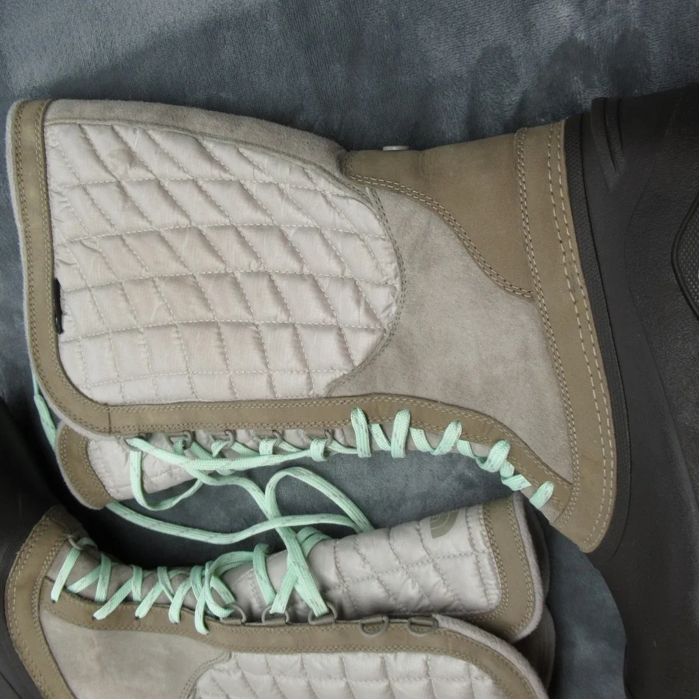 North Face Snow Boots Women 9 Brown Thermoball Utility Lace‎ Up Quilted Winter